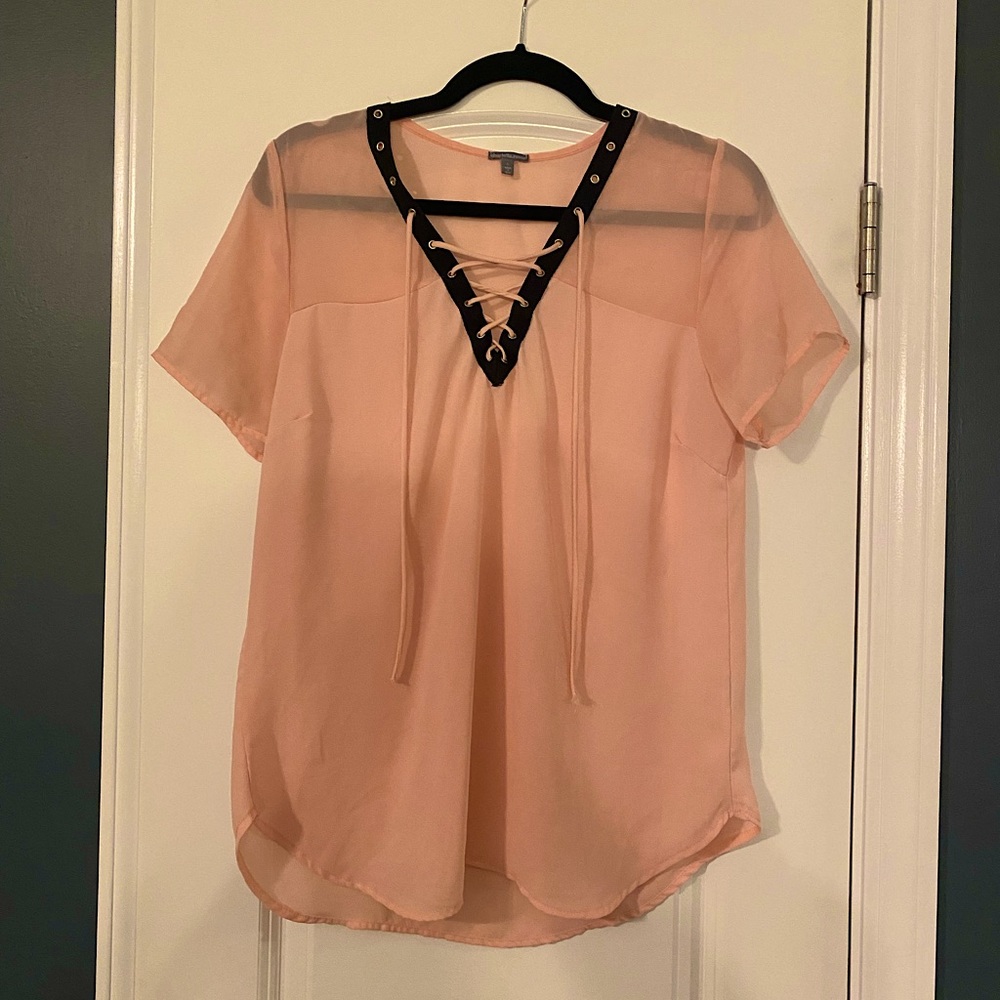 Charlotte Russe Pale Pink Sheer Top